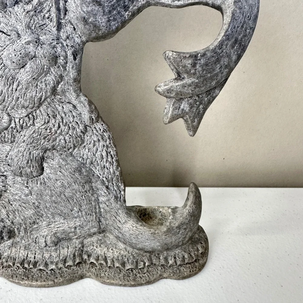 Vintage Pewter Cat Candle Holder Silver Cottage‎ Grandma Door Stopper